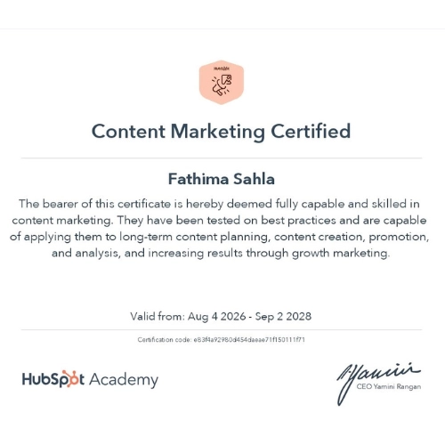 Hubspot certification freelance social media marketer in saudi arabia