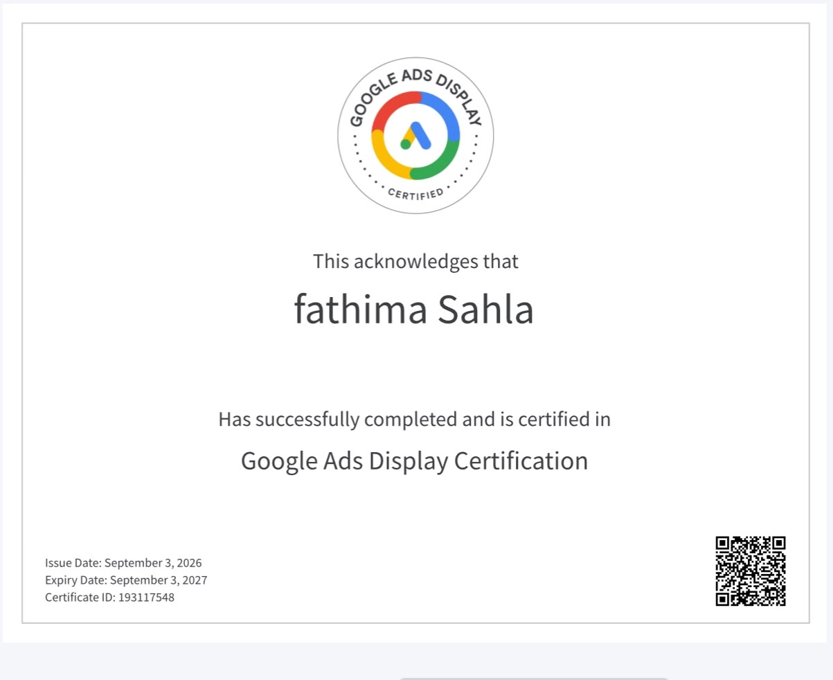 display ad certificate of social media marketer