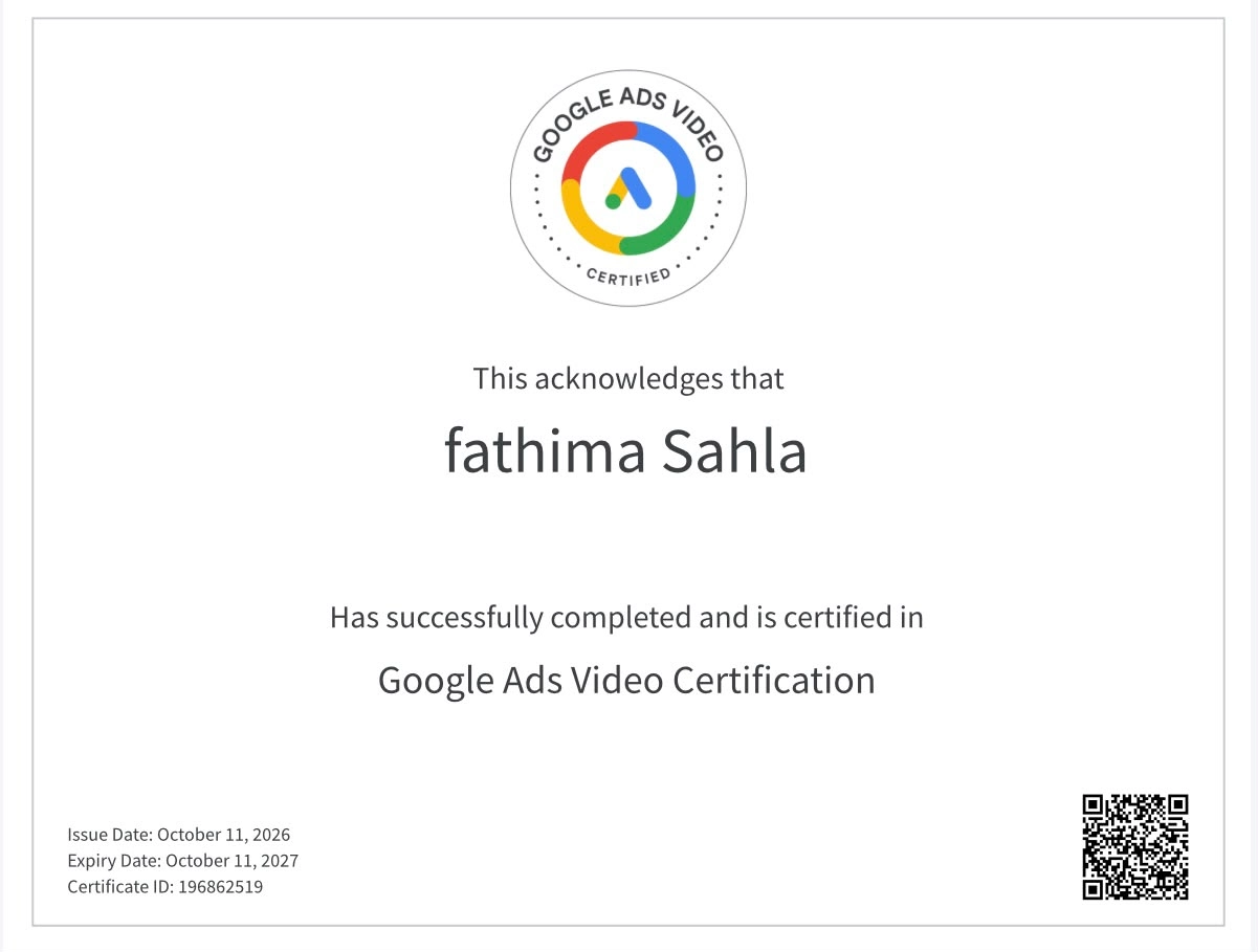 vdo ad certificate of social media marketer